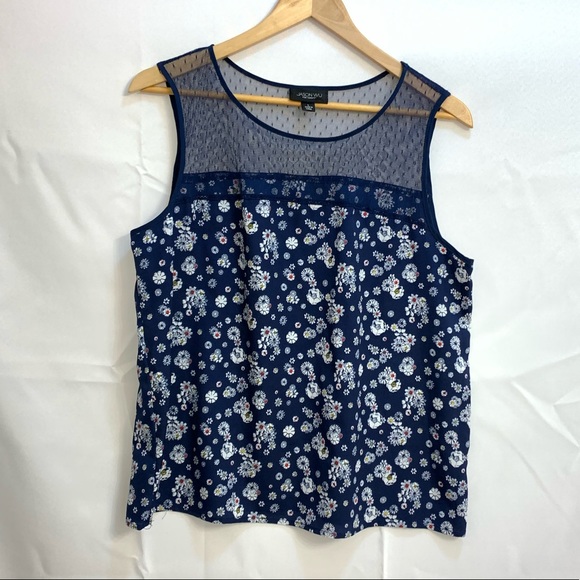 Jason Wu for Target Blue Floral Illusion Neck Tank Top - size Large - Picture 7 of 12